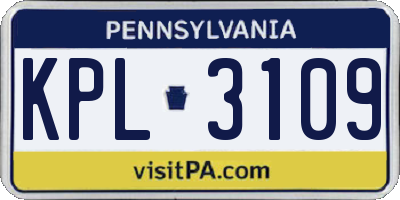 PA license plate KPL3109