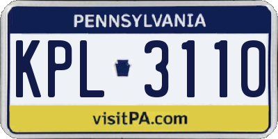 PA license plate KPL3110