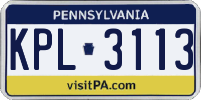 PA license plate KPL3113