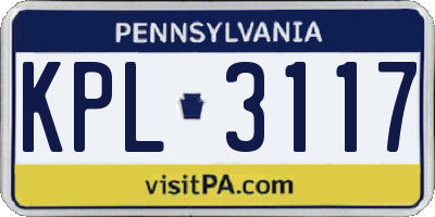 PA license plate KPL3117