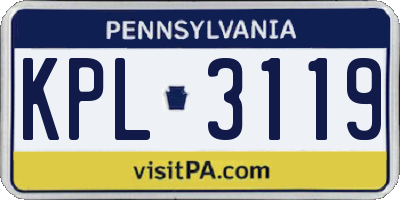 PA license plate KPL3119