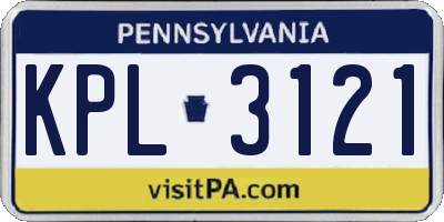 PA license plate KPL3121