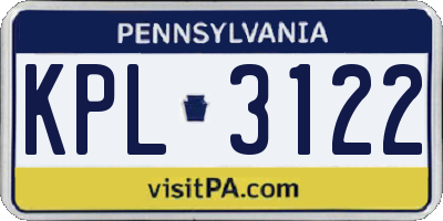 PA license plate KPL3122