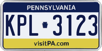 PA license plate KPL3123