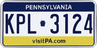 PA license plate KPL3124