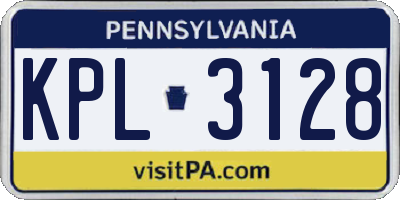 PA license plate KPL3128