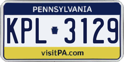 PA license plate KPL3129