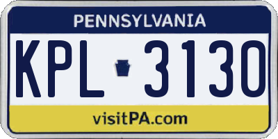 PA license plate KPL3130