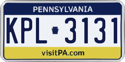 PA license plate KPL3131