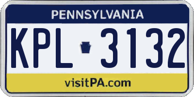 PA license plate KPL3132