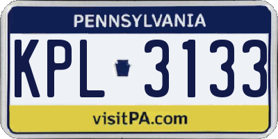 PA license plate KPL3133