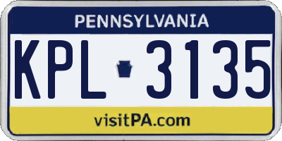 PA license plate KPL3135