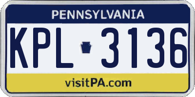 PA license plate KPL3136