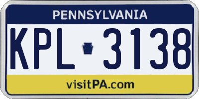PA license plate KPL3138