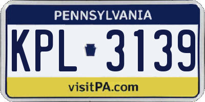 PA license plate KPL3139