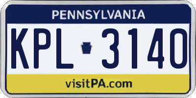 PA license plate KPL3140