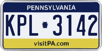 PA license plate KPL3142
