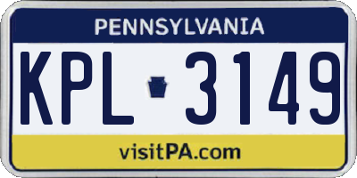 PA license plate KPL3149