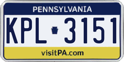 PA license plate KPL3151