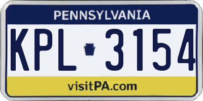 PA license plate KPL3154