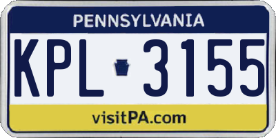 PA license plate KPL3155