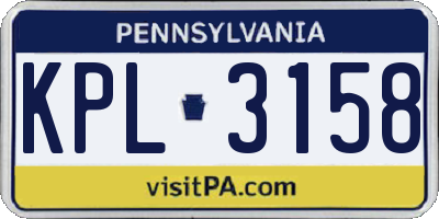 PA license plate KPL3158