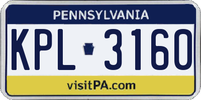 PA license plate KPL3160