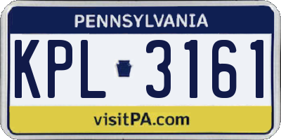 PA license plate KPL3161