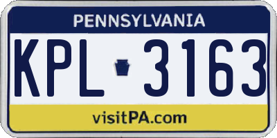 PA license plate KPL3163