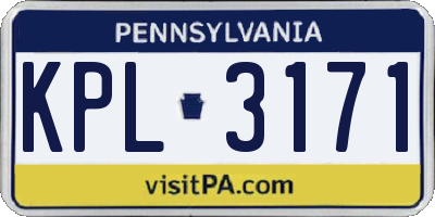 PA license plate KPL3171