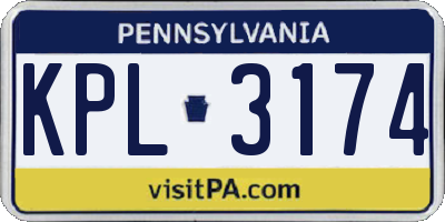 PA license plate KPL3174
