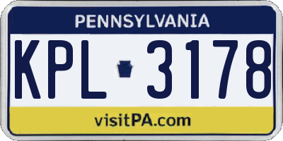 PA license plate KPL3178
