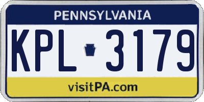 PA license plate KPL3179