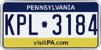PA license plate KPL3184