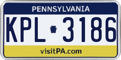 PA license plate KPL3186