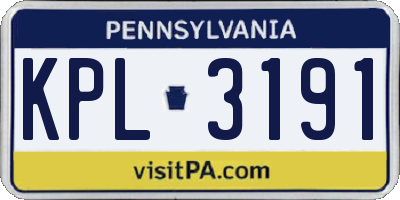 PA license plate KPL3191