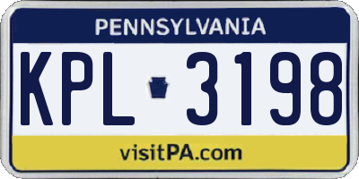 PA license plate KPL3198