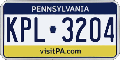 PA license plate KPL3204