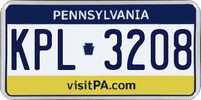 PA license plate KPL3208