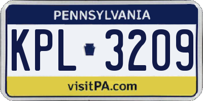 PA license plate KPL3209