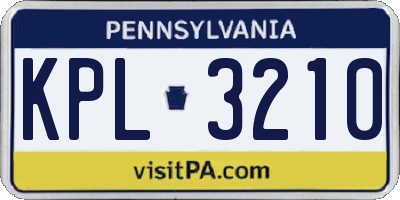 PA license plate KPL3210