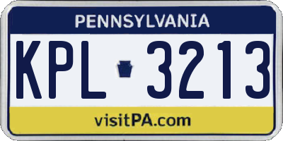 PA license plate KPL3213
