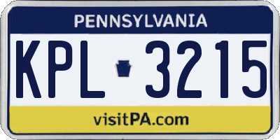 PA license plate KPL3215