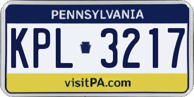 PA license plate KPL3217