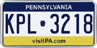 PA license plate KPL3218