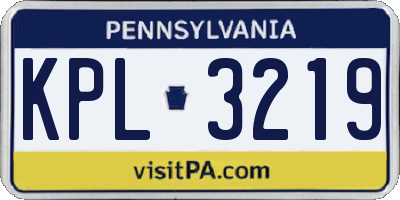 PA license plate KPL3219