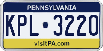 PA license plate KPL3220