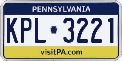 PA license plate KPL3221