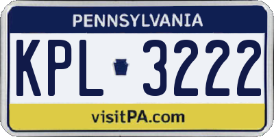 PA license plate KPL3222