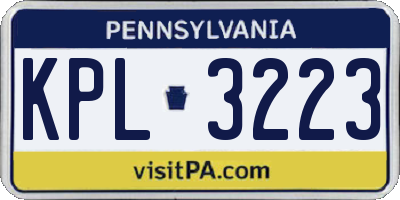 PA license plate KPL3223